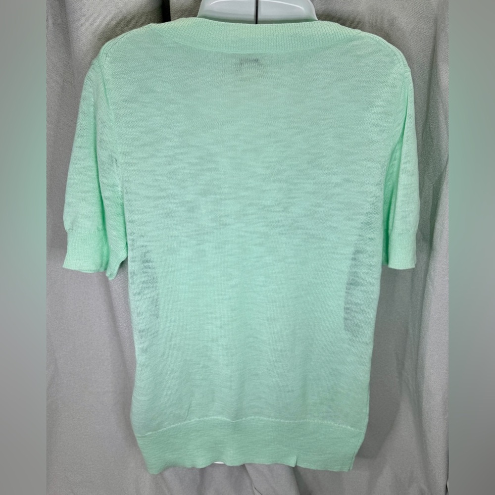 100% Cotton Short Sleeve Knit Top in Mint Green J. Crew Factory Medium - Picture 3 of 8